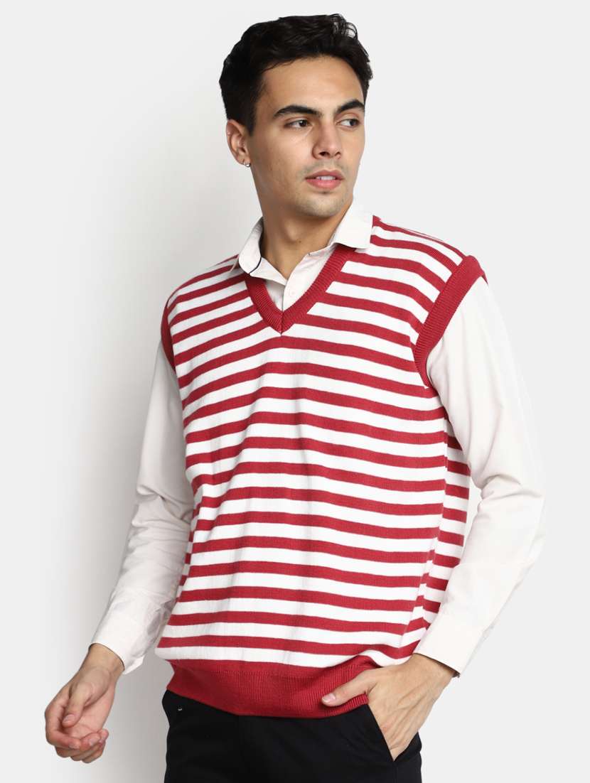 men red stripes v neck pullover - 20930252 -  Standard Image - 1