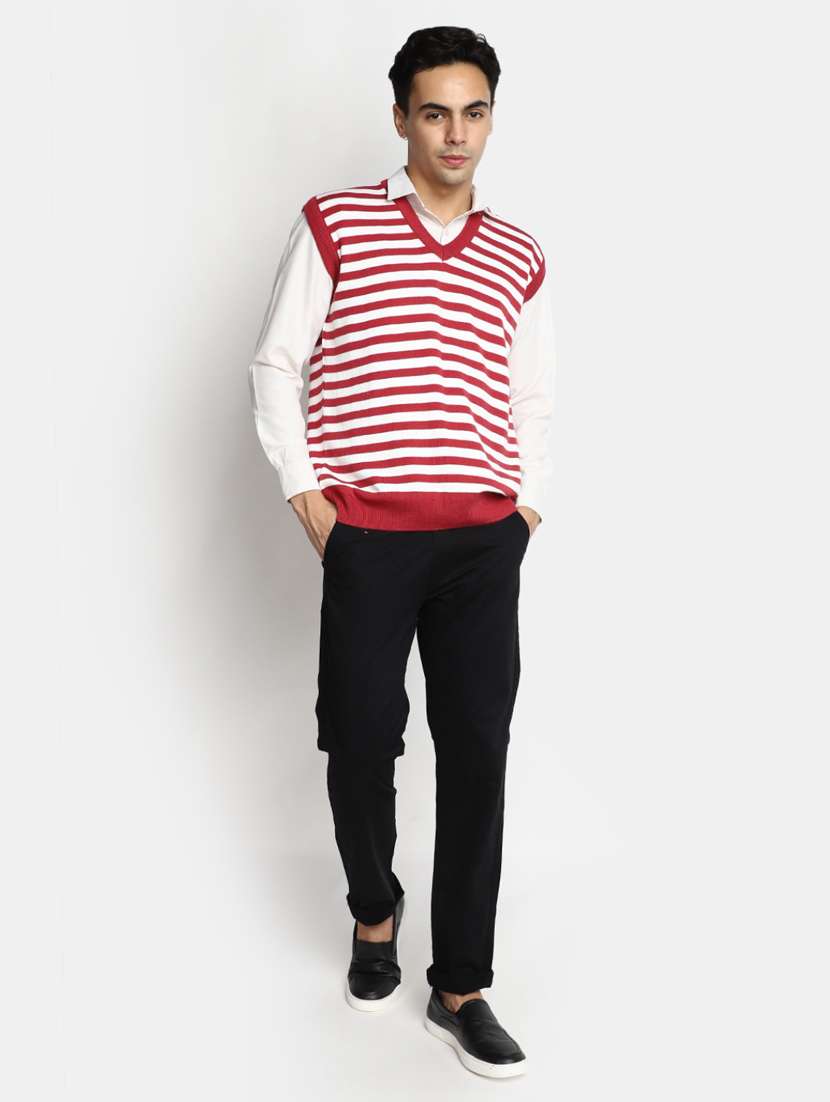 men red stripes v neck pullover - 20930252 -  Standard Image - 4