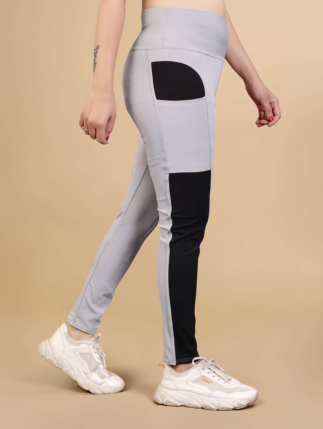 women color block ankle length tight - 20930334 -  Standard Image - 1