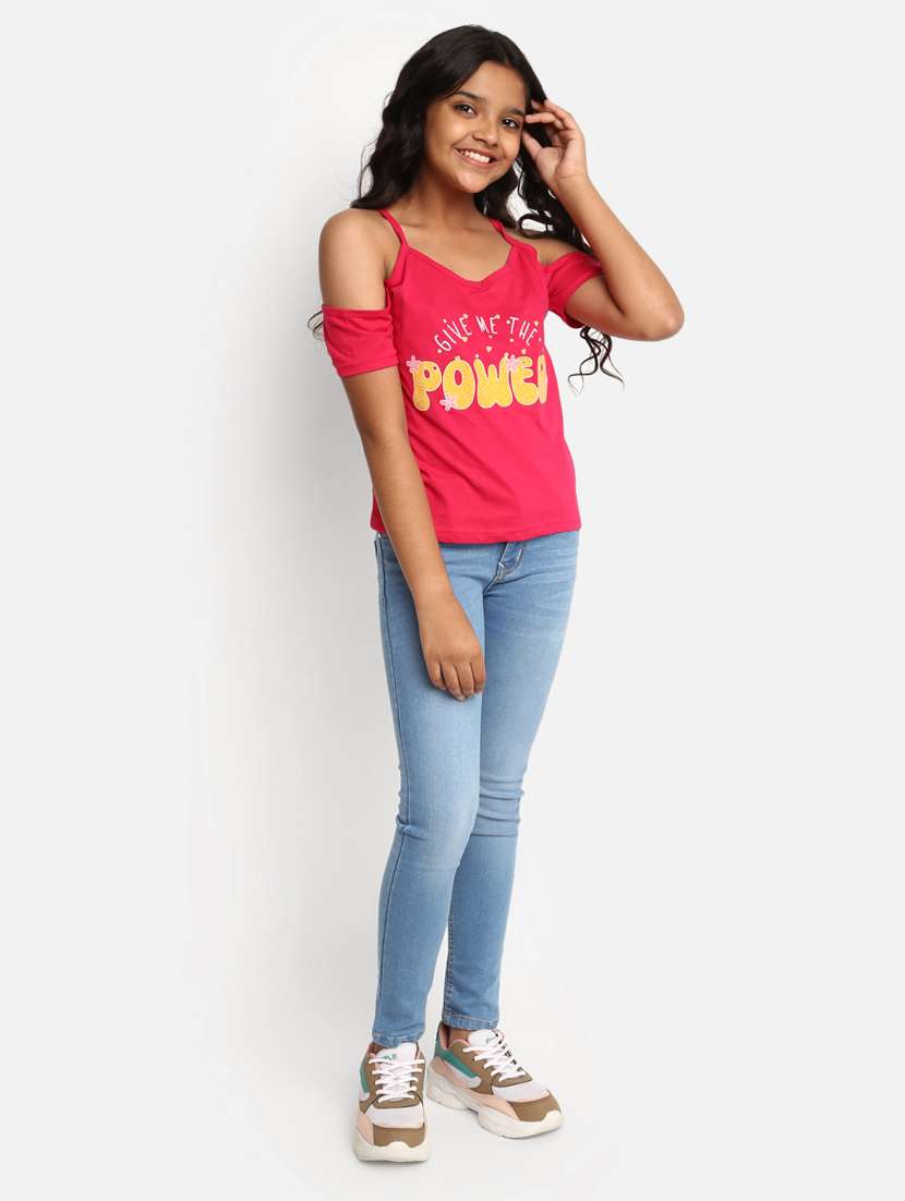 girls typographic printed round neck regular tee - 20930429 -  Standard Image - 4