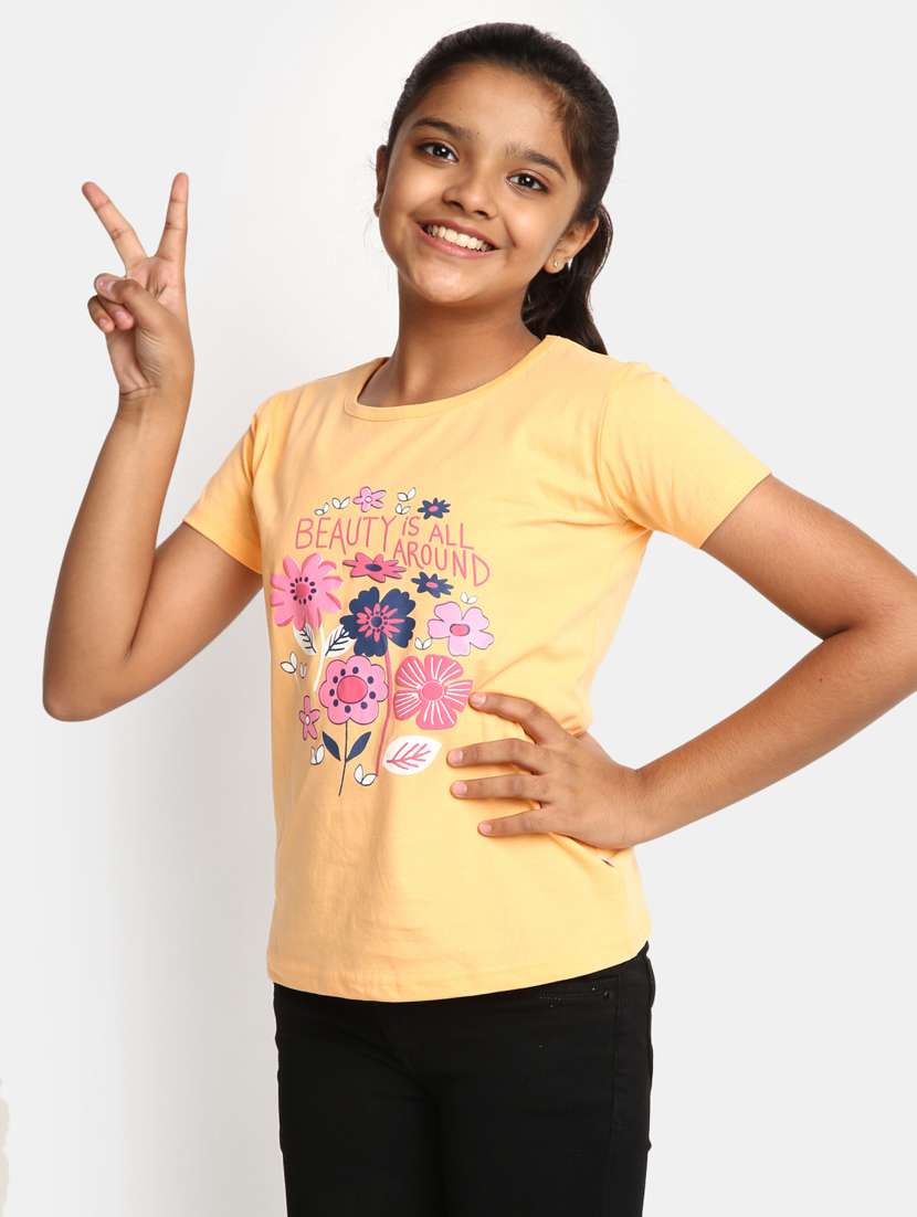 girls graphic printed round neck regular tee - 20930438 -  Standard Image - 1