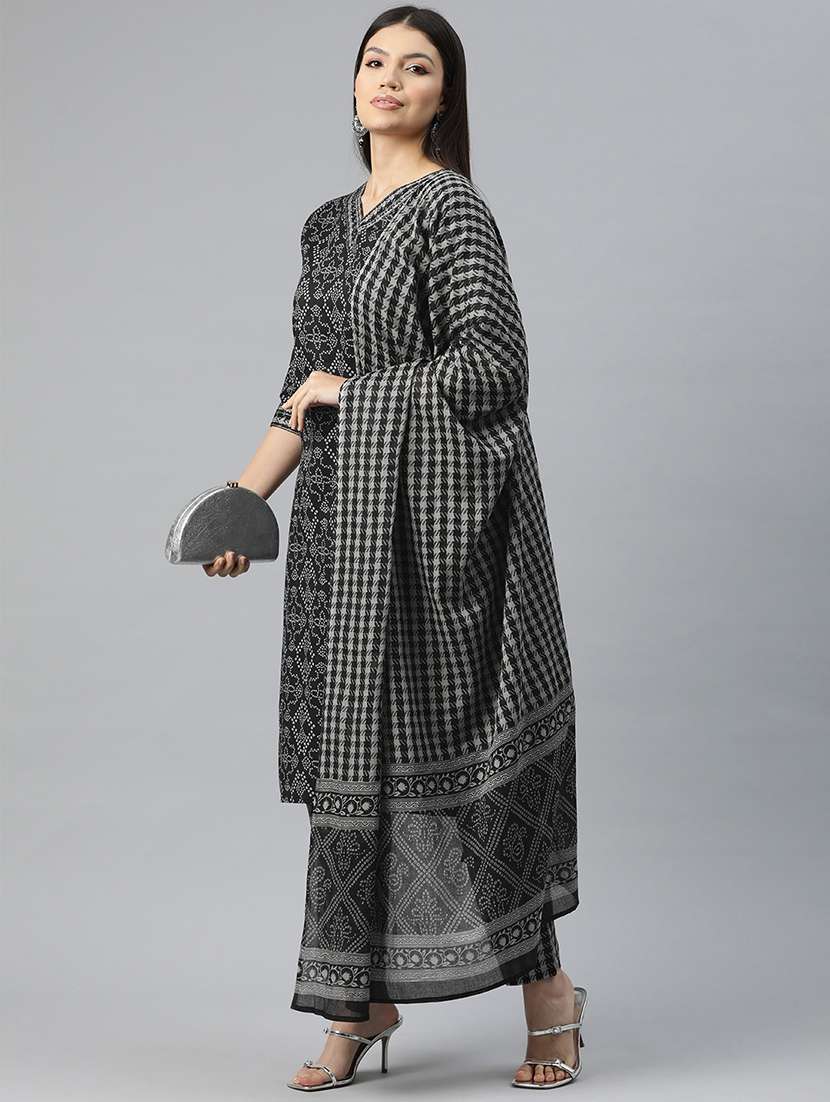 women three quarter sleeve kurta pant with dupatta set - 20930517 -  Standard Image - 1