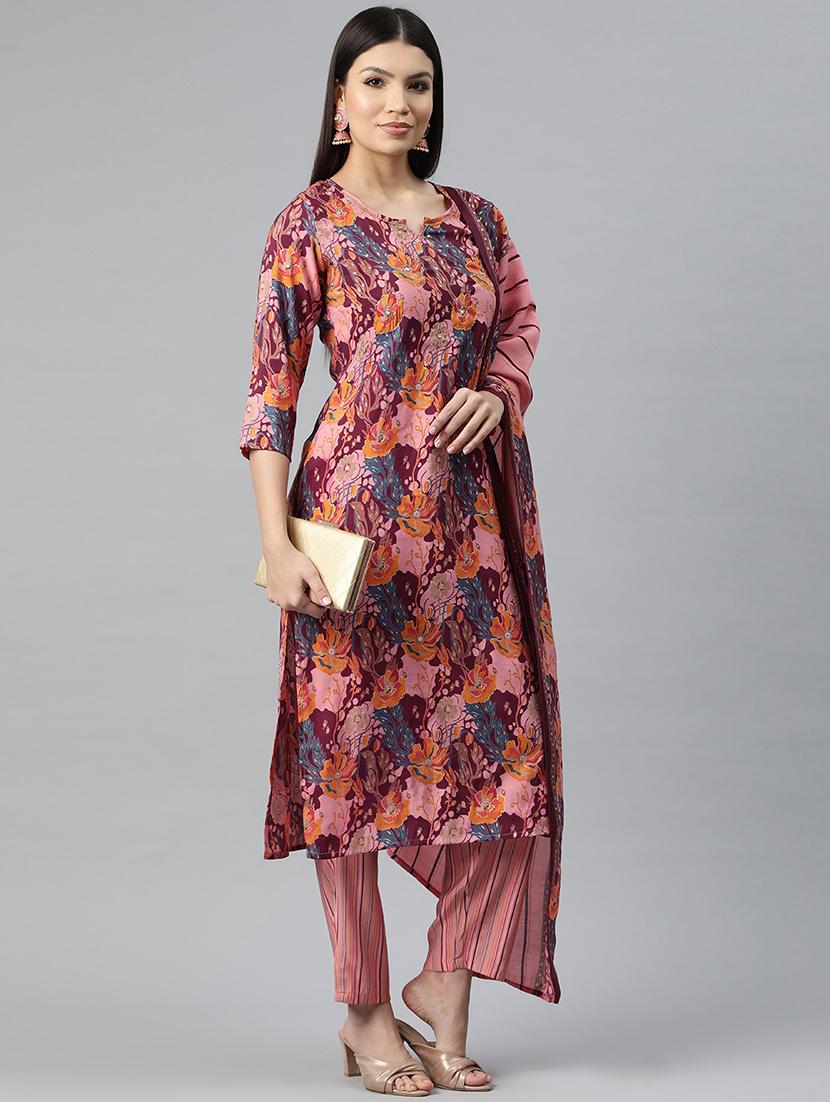 women three quarter sleeve kurta pant with dupatta set - 20930566 -  Standard Image - 1