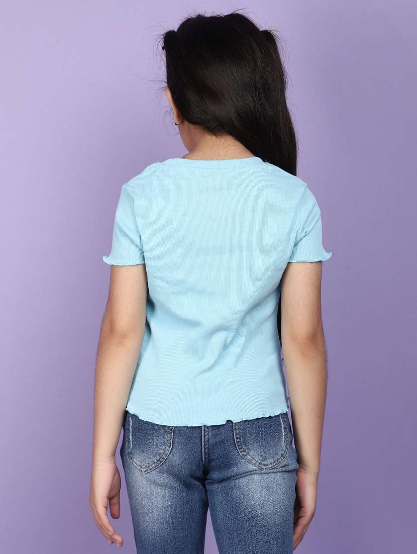 girls round neck solid regular tee - 20930616 -  Standard Image - 4
