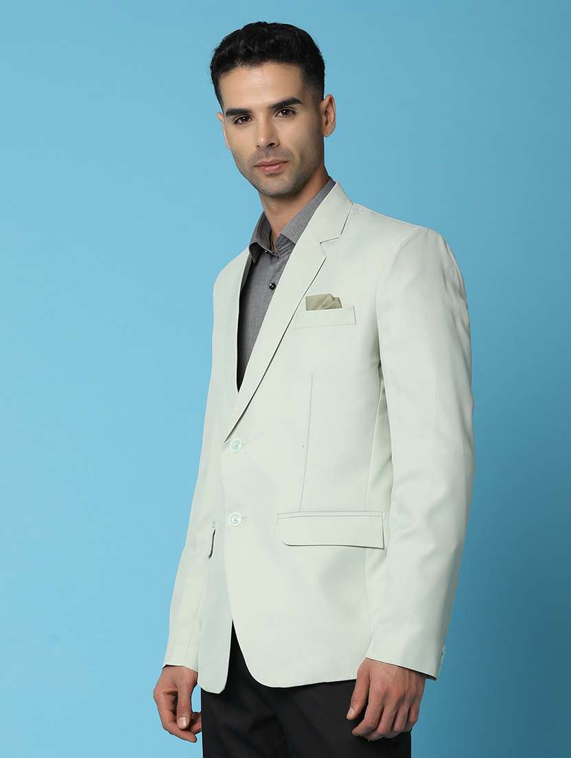 green cotton blend single breasted casual blazer - 20930668 -  Standard Image - 1