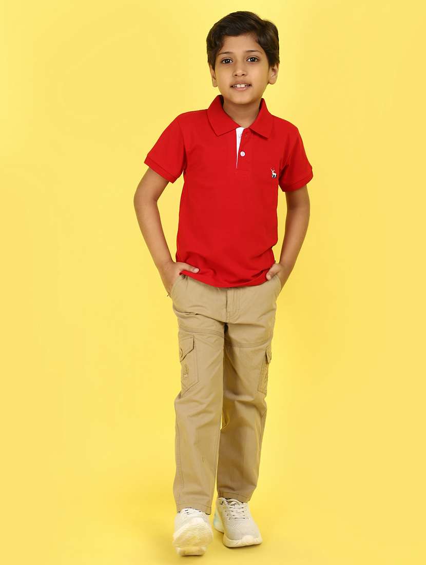 boys beige solid mid rise cargo - 20930684 -  Standard Image - 4