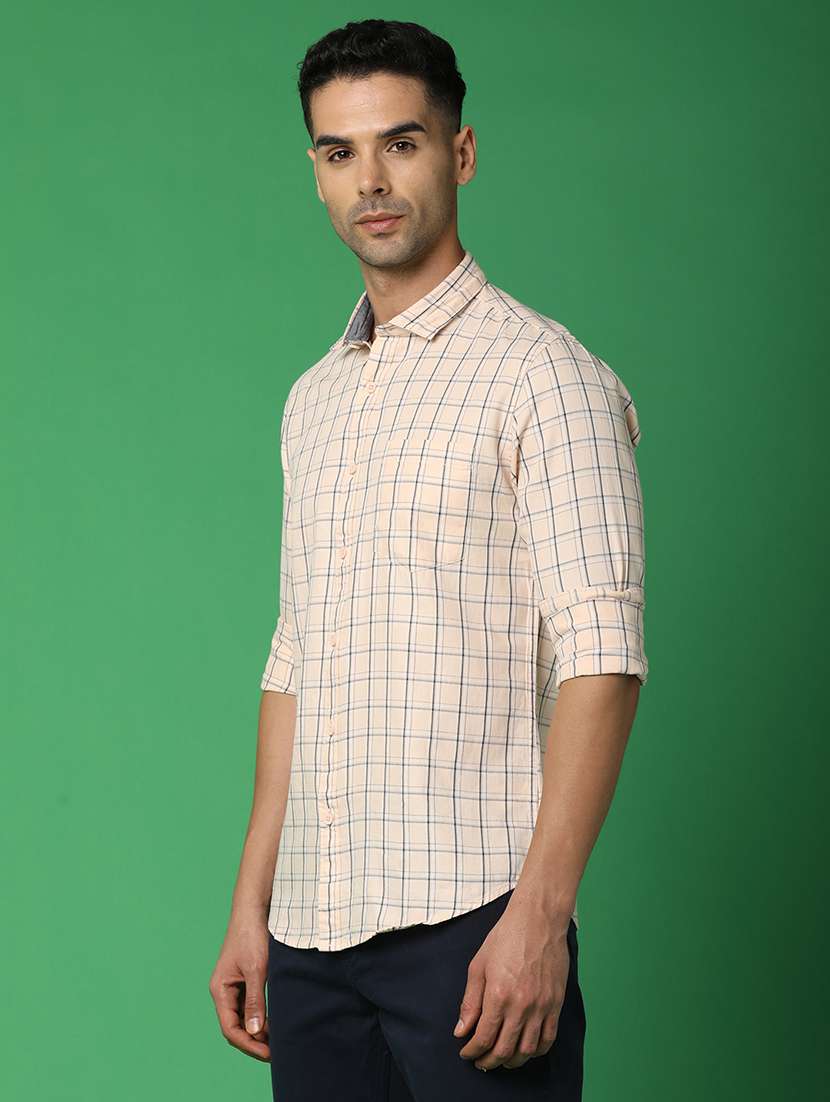 men checks collared casual shirt - 20930693 -  Standard Image - 1