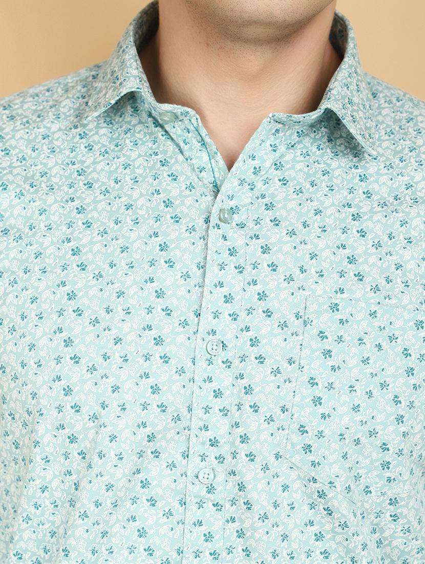 green cotton casual shirt - 20930698 - Standard Image - 4