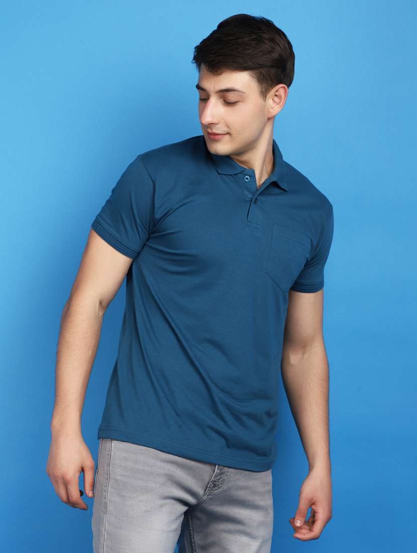 men polo neck solid t-shirt - 20930730 -  Standard Image - 1