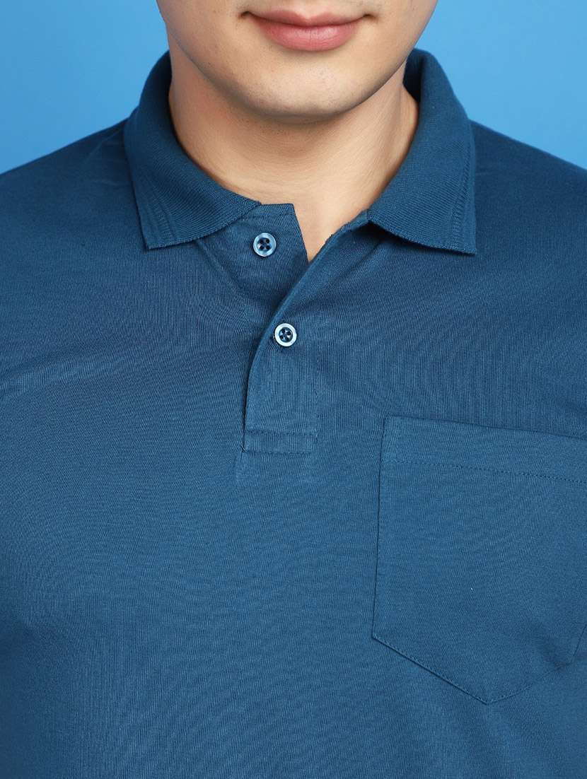 men polo neck solid t-shirt - 20930730 -  Standard Image - 4