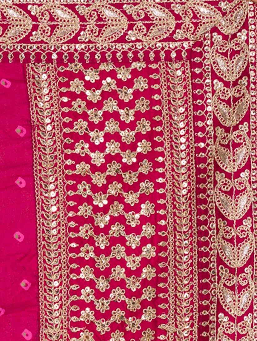 women magenta foil print embroidered saree - 20930779 - Standard Image - 4