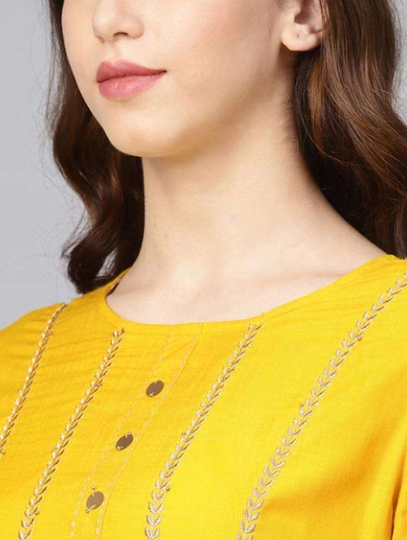 women embroidered three quarter sleeve straight kurta - 20930861 -  Standard Image - 1