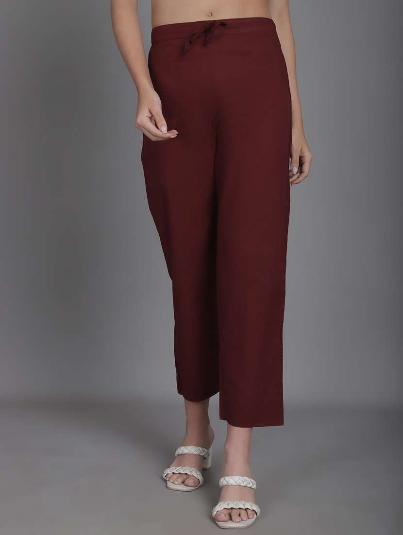 women mid-rise solid tapered pant