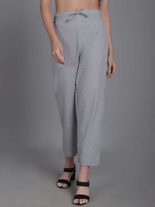 women mid-rise stripes tapered pant