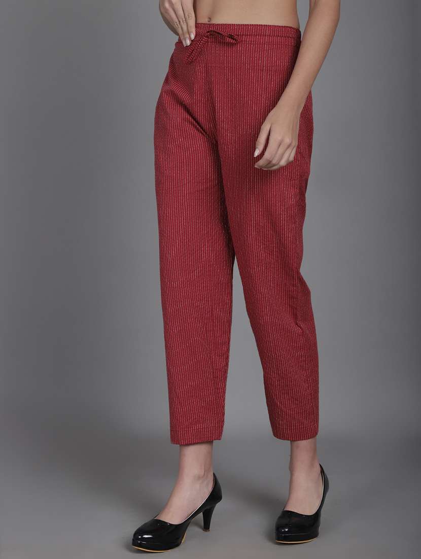 women mid-rise stripes tapered pant - 20930948 - Standard Image - 1