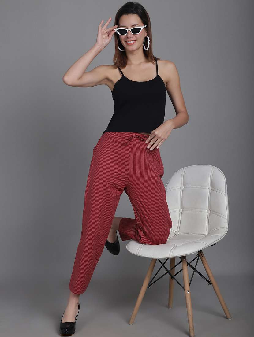 women mid-rise stripes tapered pant - 20930948 - Standard Image - 4