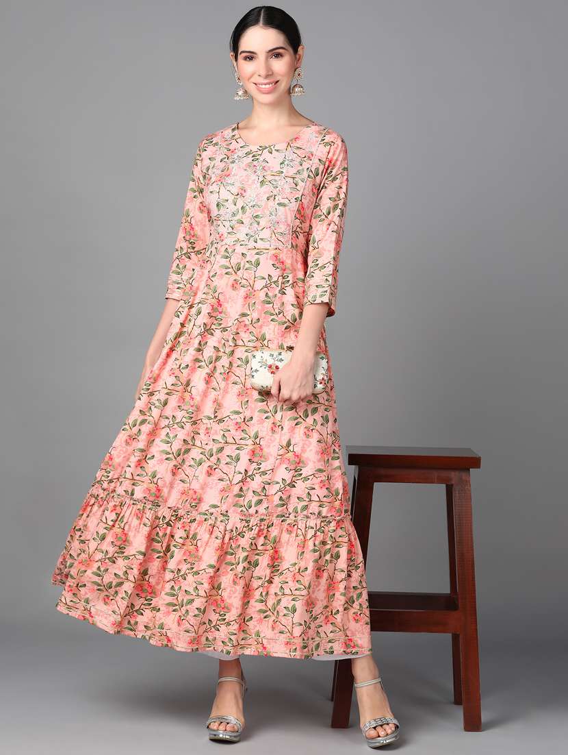 women floral printed tiered kurta