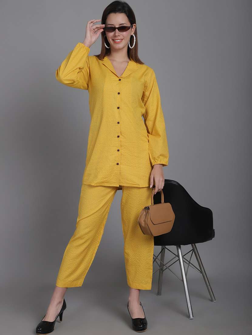 women striped shirt and trouser co-ord set