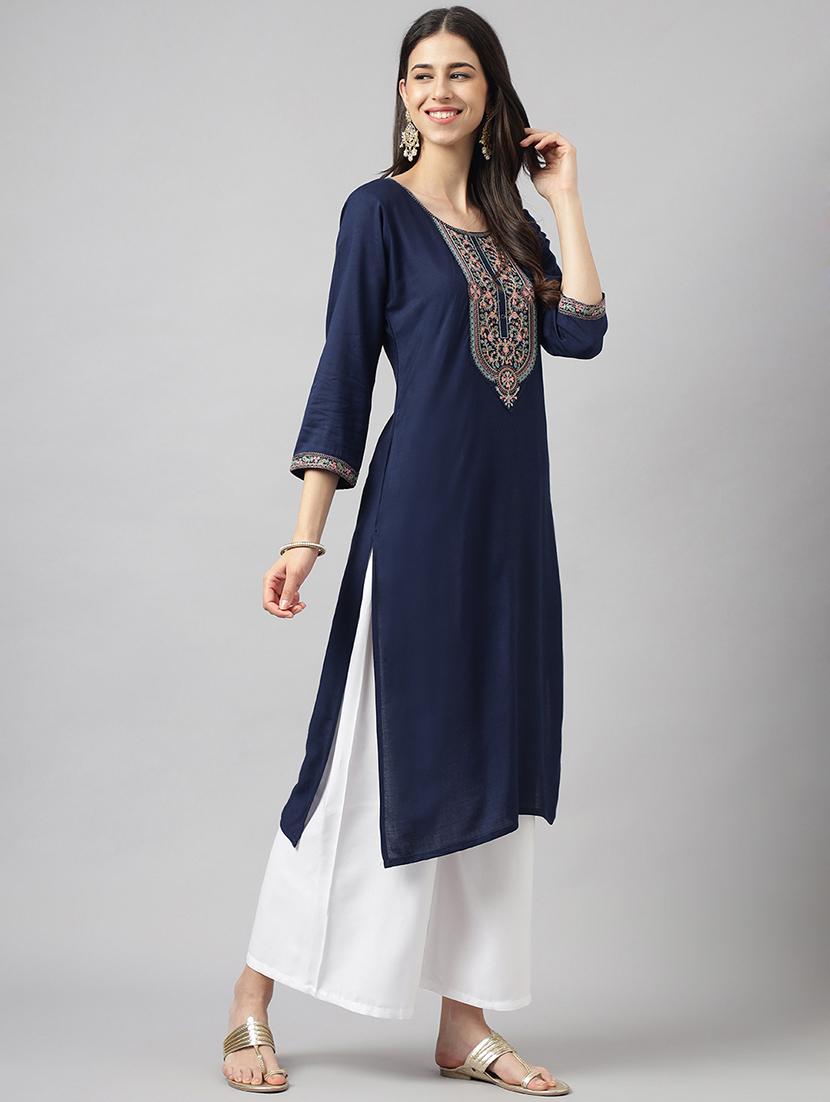 embroidered straight kurta - 20932720 - Standard Image - 1