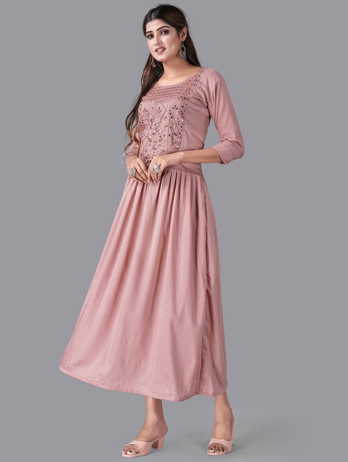 embroidered flared ethnic dress - 20932722 -  Standard Image - 1