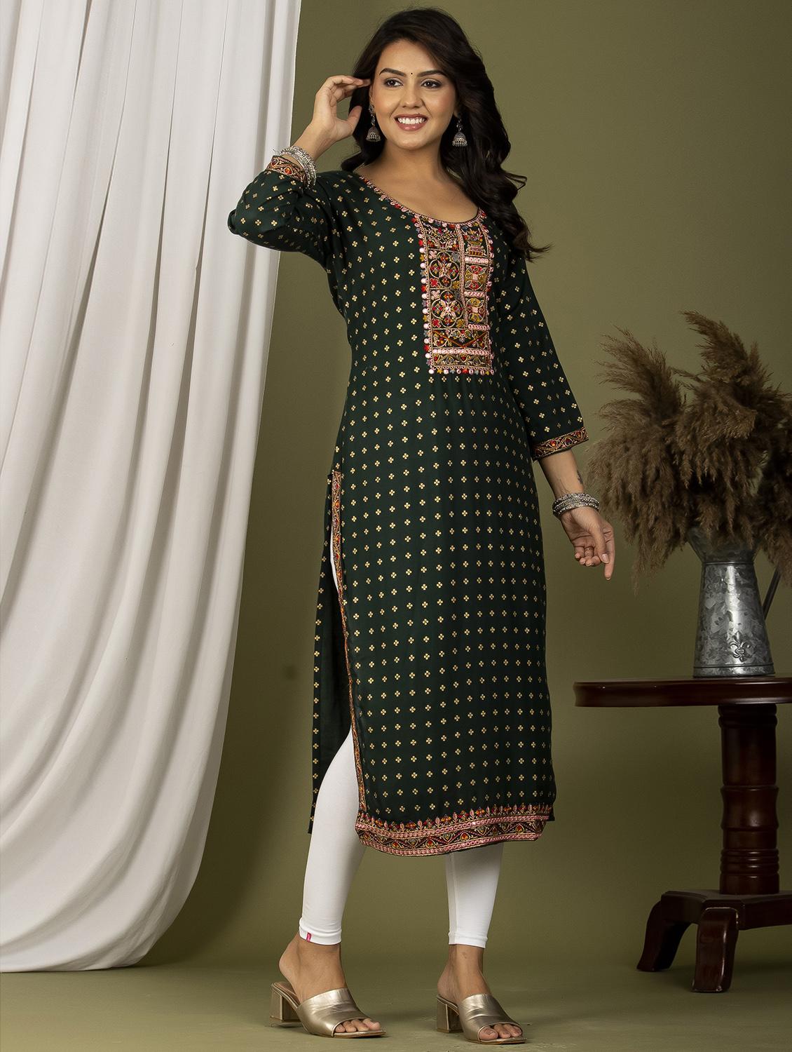 embroidered straight kurta - 20932735 -  Standard Image - 1