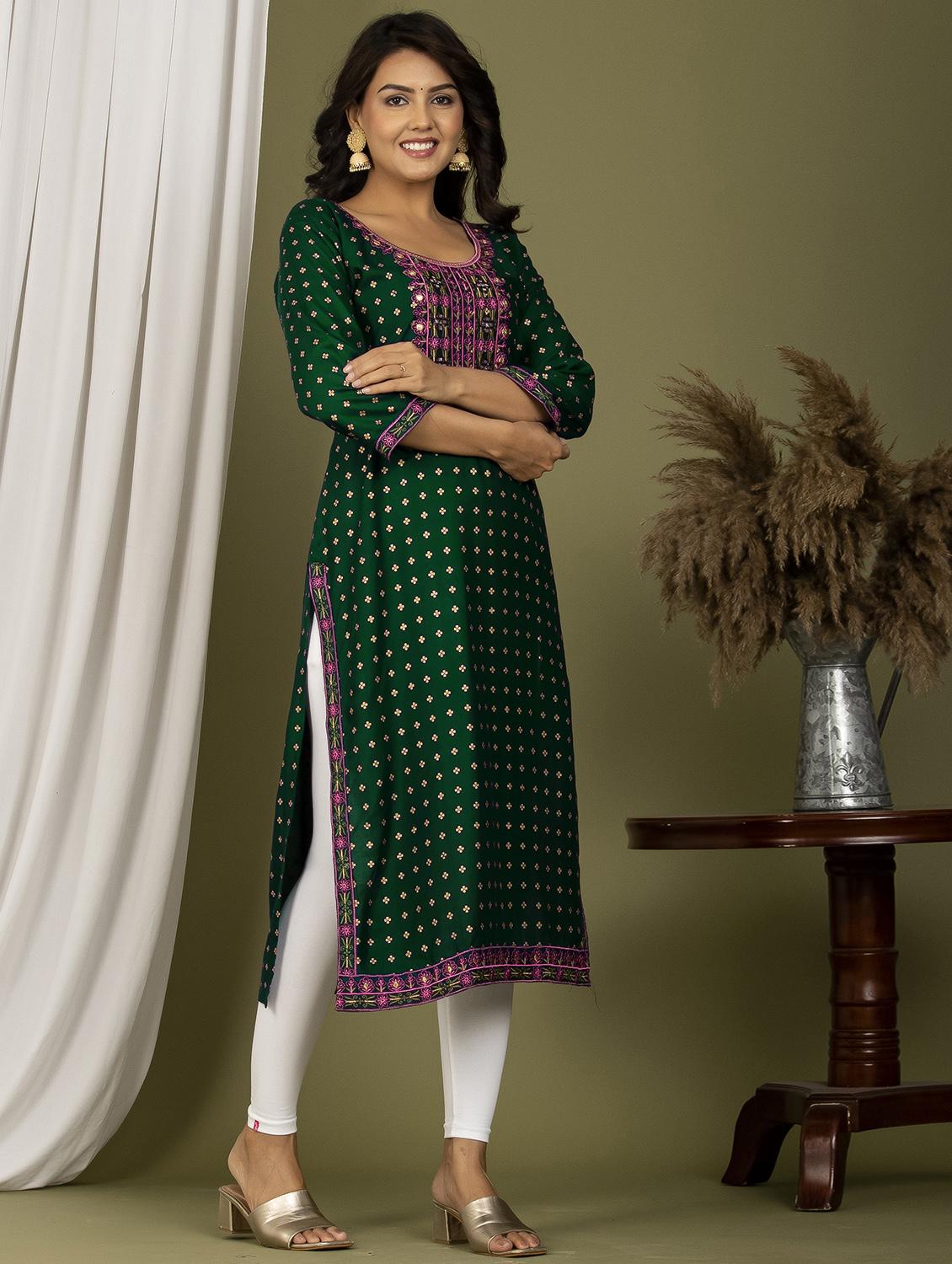 embroidered straight kurta - 20932738 - Standard Image - 1