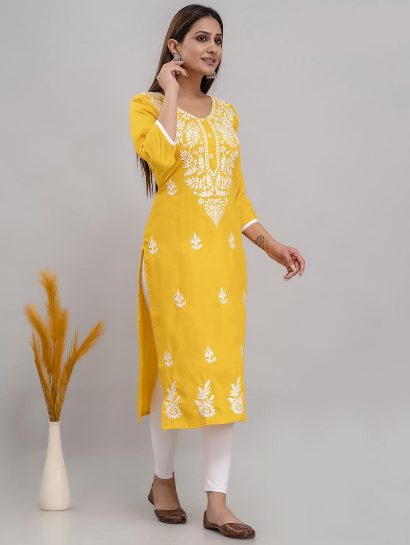 chikankari work straight kurta - 20932777 - Standard Image - 1