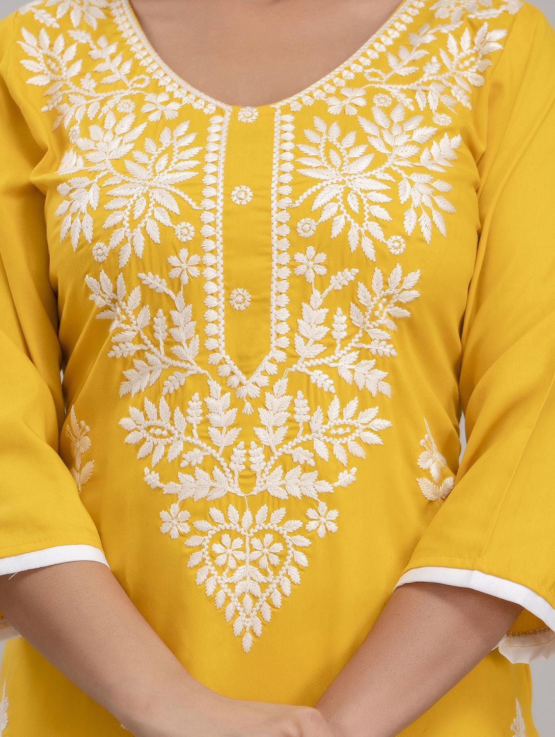 chikankari work straight kurta - 20932777 - Standard Image - 4