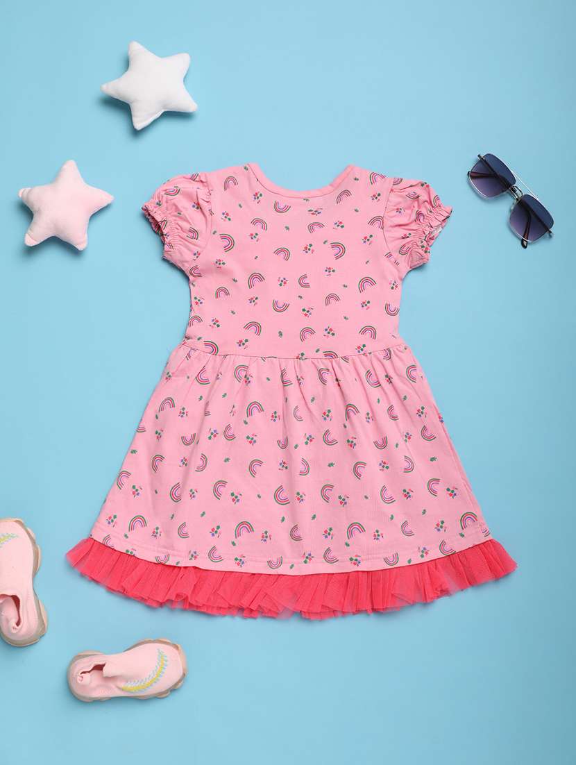girls pink printed frock - 20934190 -  Standard Image - 1