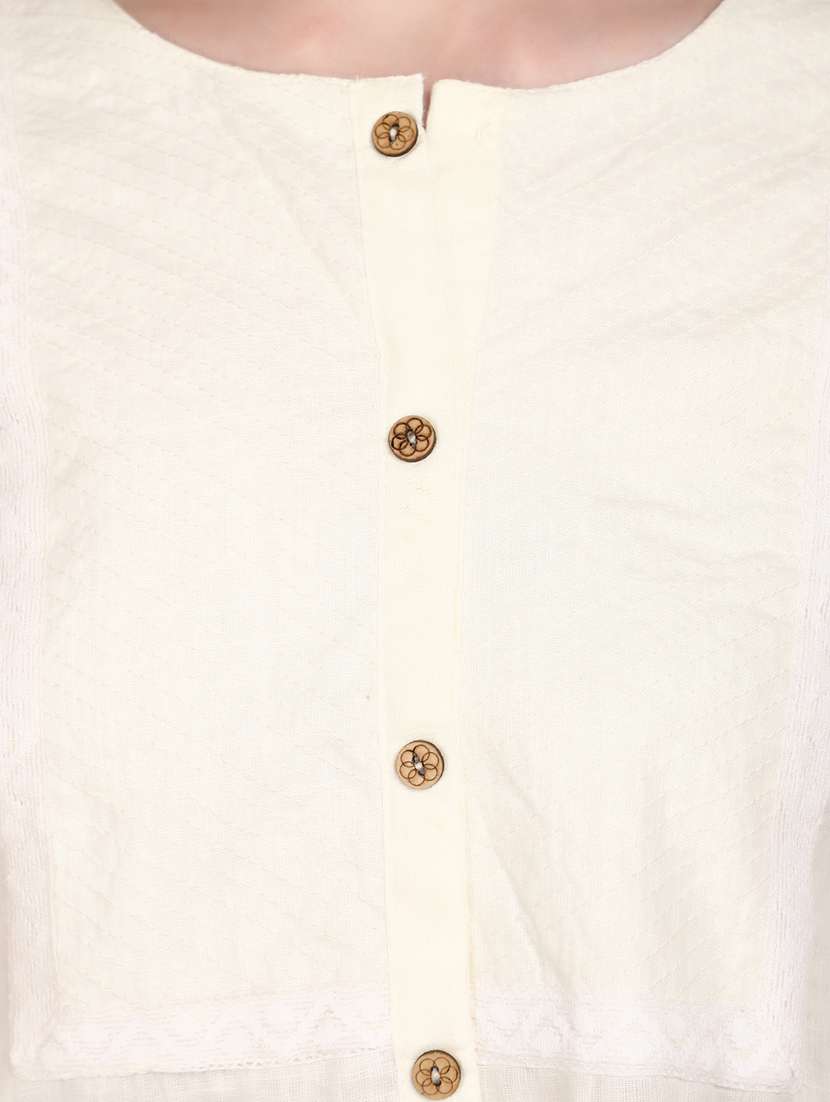 women off-white round neck straight kurta - 20934201 -  Standard Image - 4