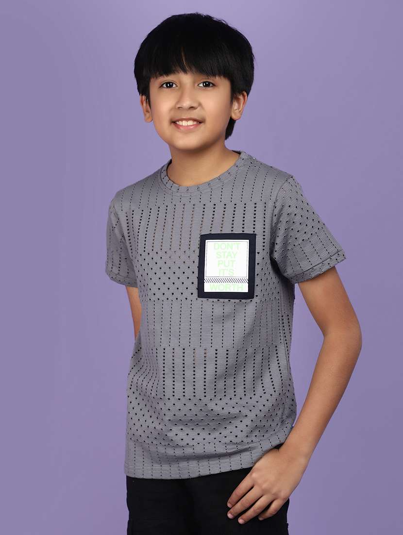 boys round neck printed regular t-shirt