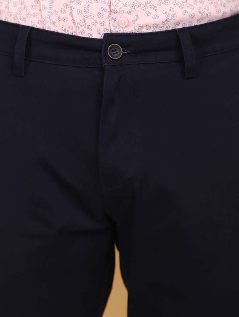 navy blue cotton chinos casual trousers - 20934237 -  Standard Image - 4