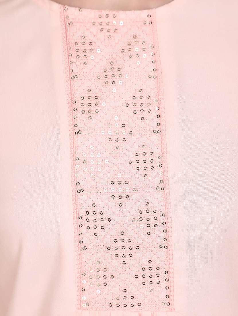 women pink round neck a-line kurti - 20934263 -  Standard Image - 4