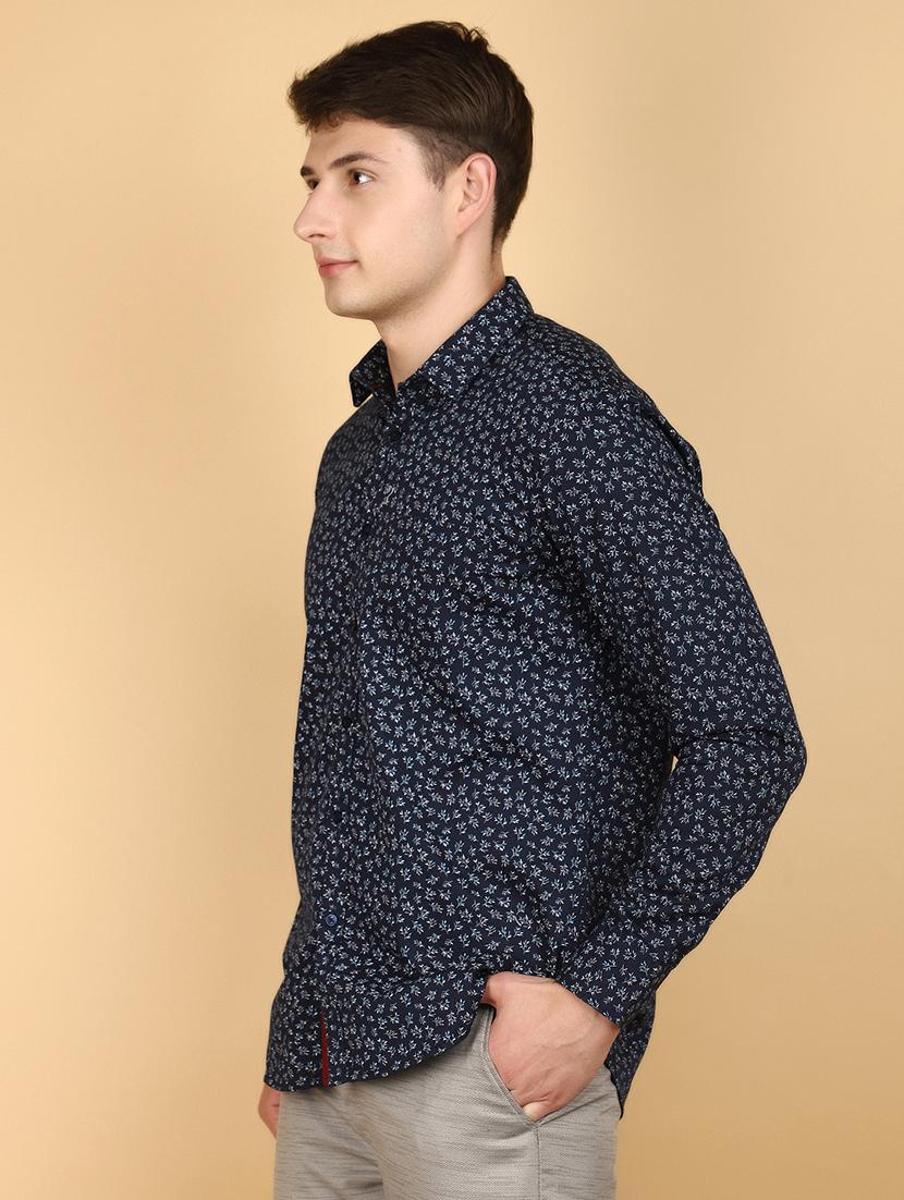 navy blue cotton casual shirt - 20934287 -  Standard Image - 1