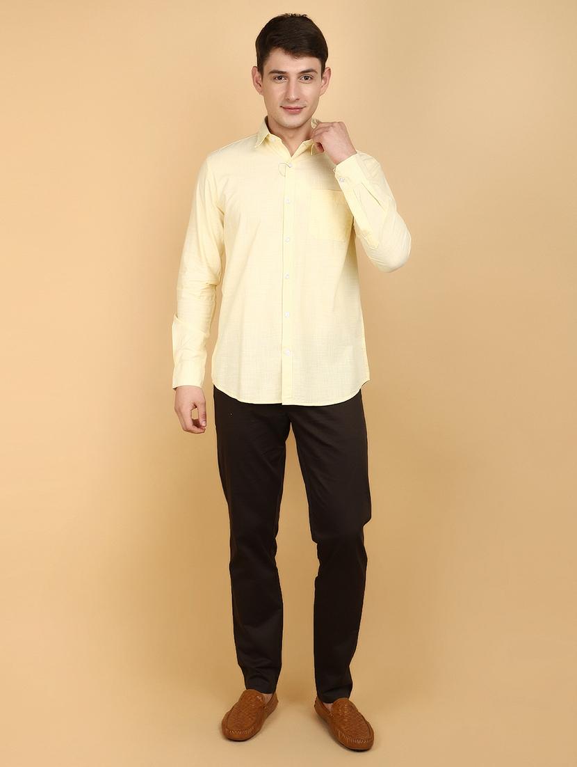 men solid cotton long sleeve casual shirt - 20934300 - Standard Image - 4