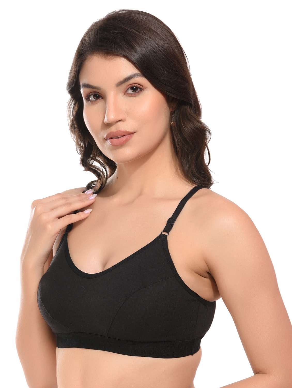 black cotton sports bra - 20938062 - Standard Image - 1