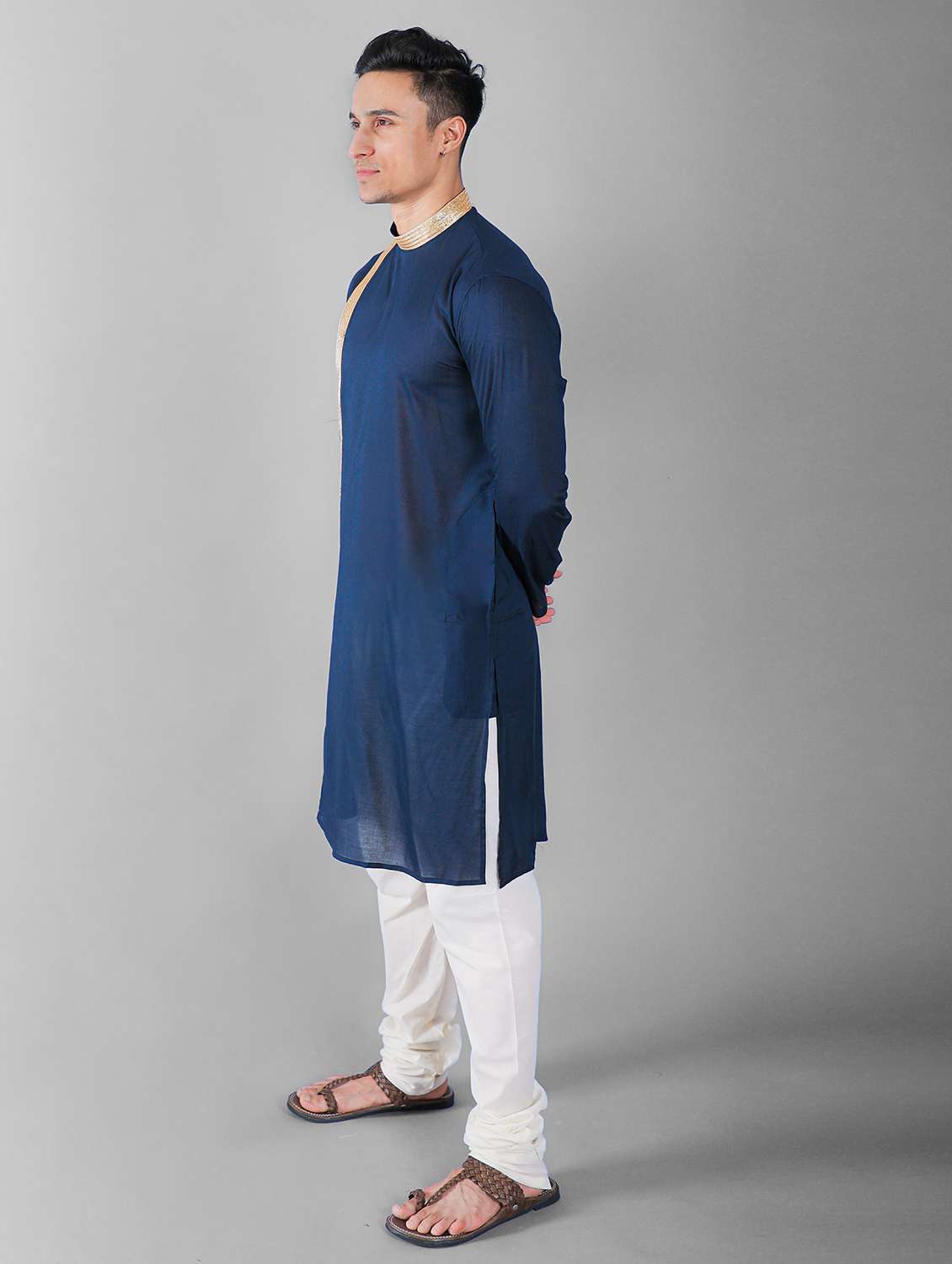 blue silk blend kurta churidar ethnic wear set - 20942876 -  Standard Image - 1
