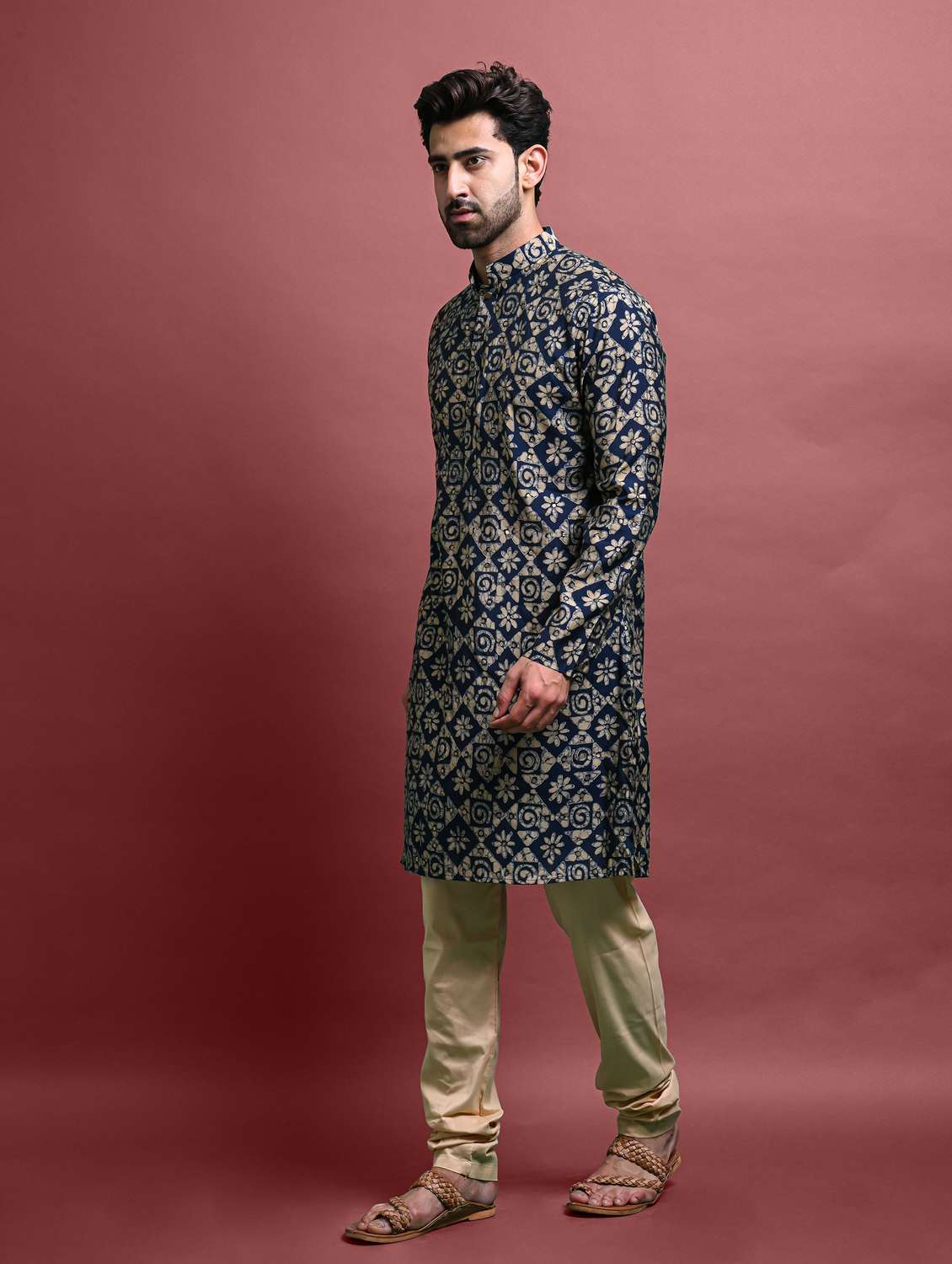 men long sleeve kurta churidar set - 20942881 -  Standard Image - 1