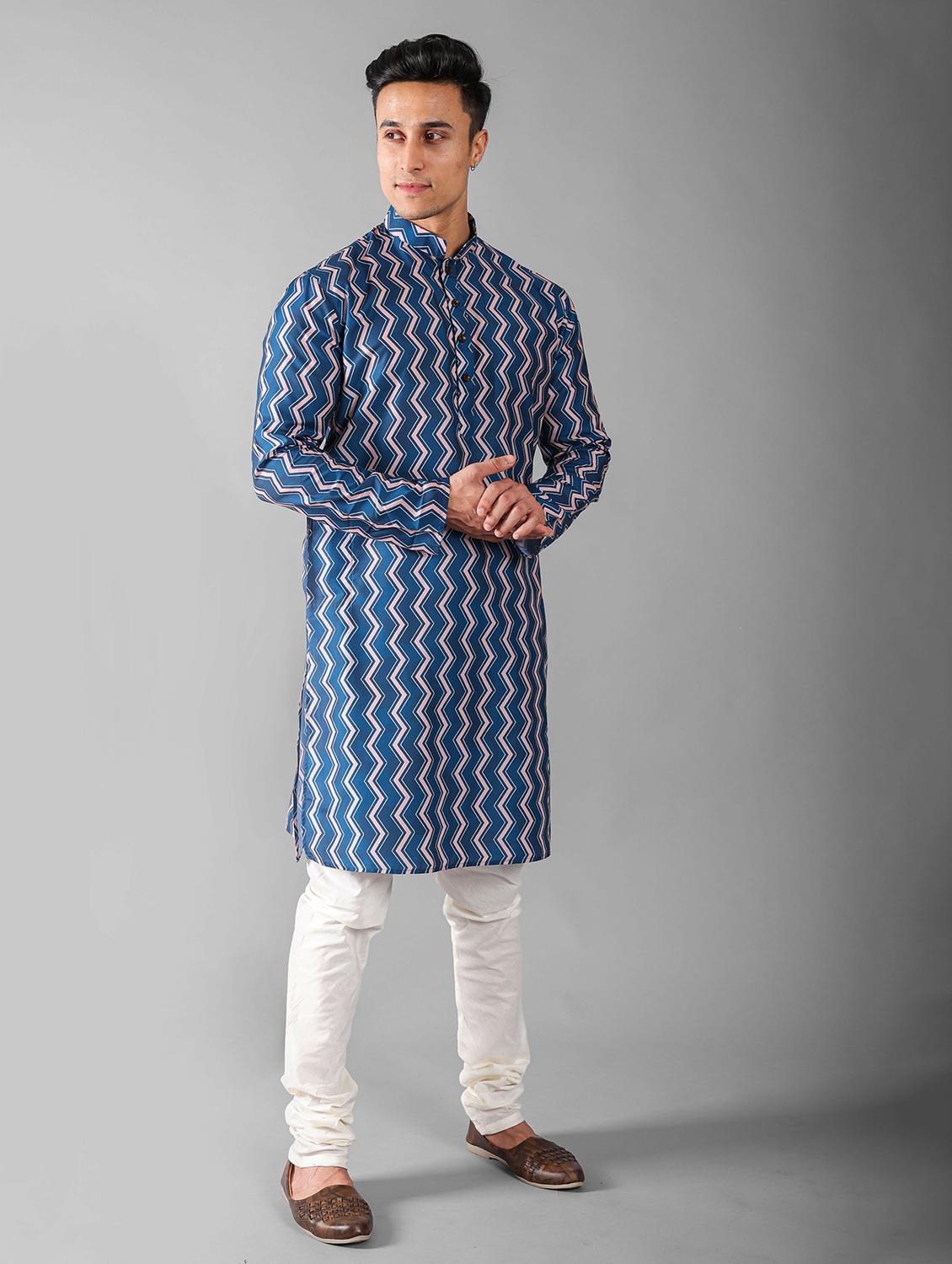 men long sleeve kurta churidar set - 20942883 -  Standard Image - 1
