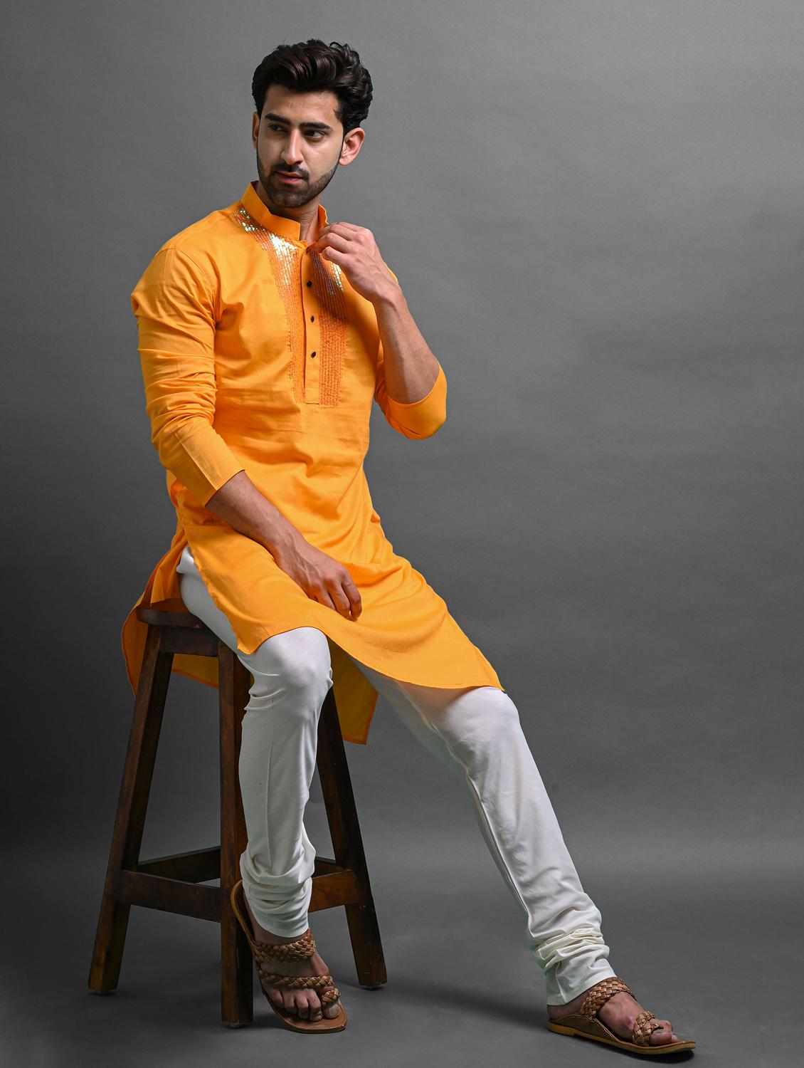 men's solid color kurta pyjama set - 20942887 - Standard Image - 1
