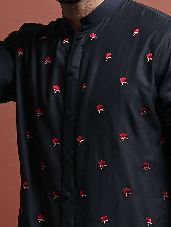 men's embroidered kurta churidar set - 20942891 -  Standard Image - 4