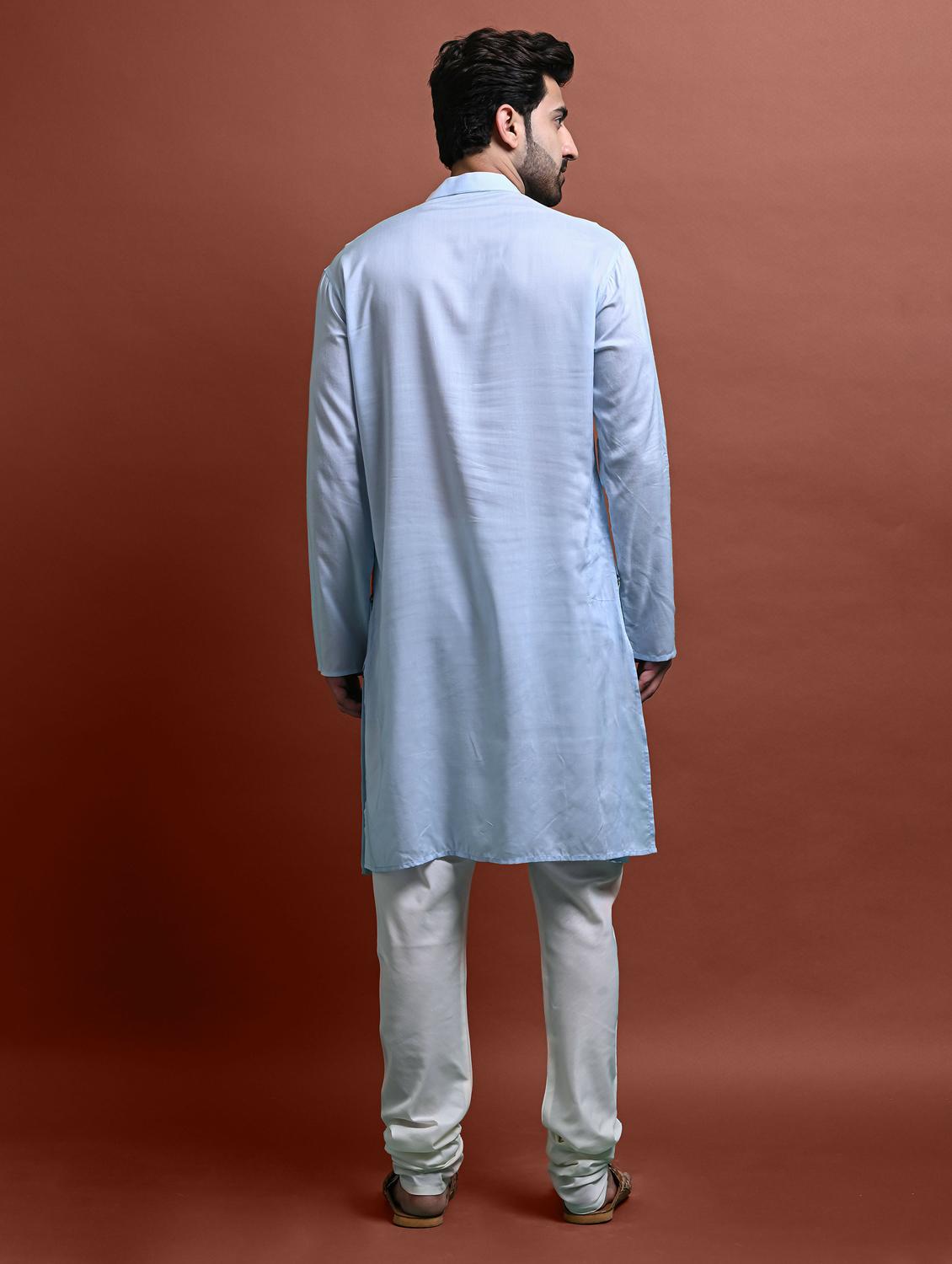 men's embroidered kurta churidar set - 20942893 -  Standard Image - 1