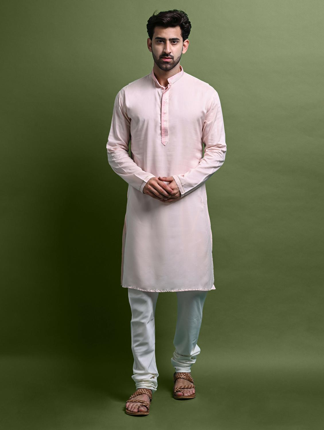 men's solid color kurta churidar set - 20942901 - Zoom Image - 0