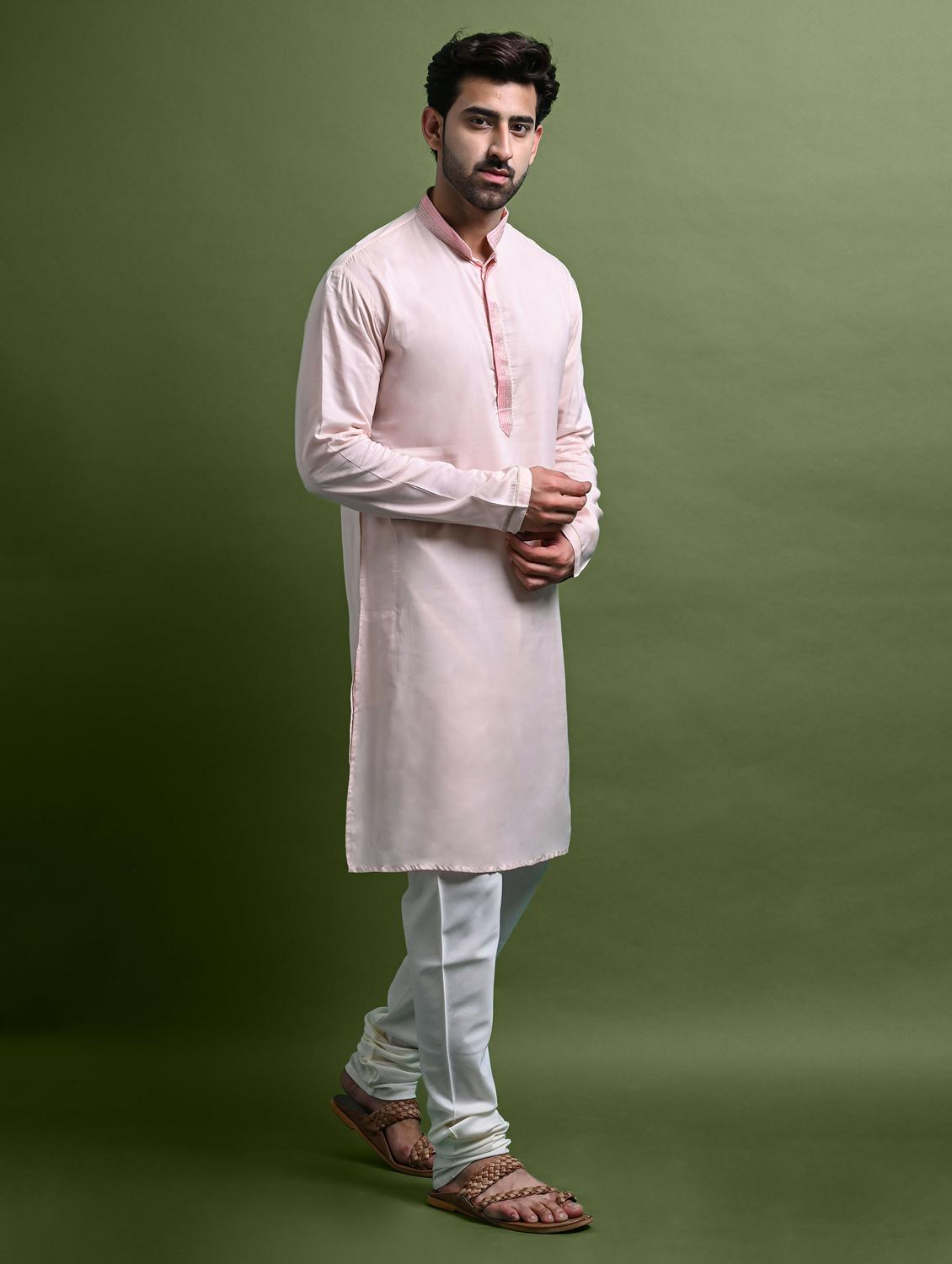 men's solid color kurta churidar set - 20942901 - Standard Image - 1