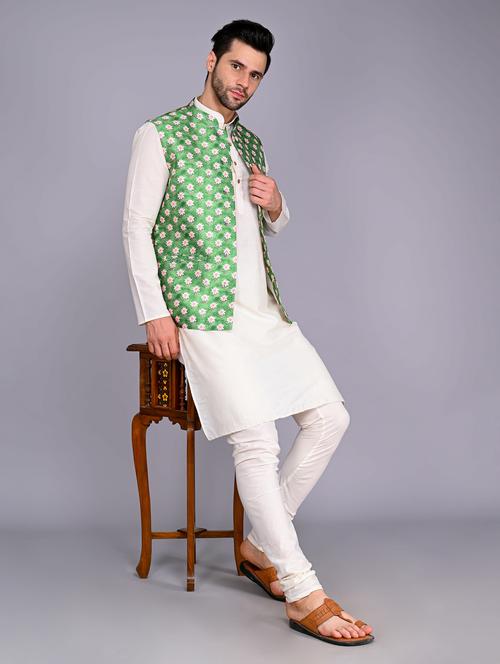 men's kurta pyjama with jacket set - 20942981 -  Standard Image - 0