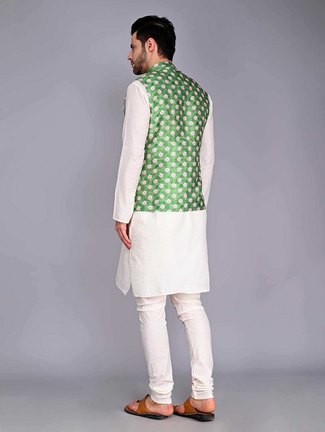 men's kurta pyjama with jacket set - 20942981 - Standard Image - 4