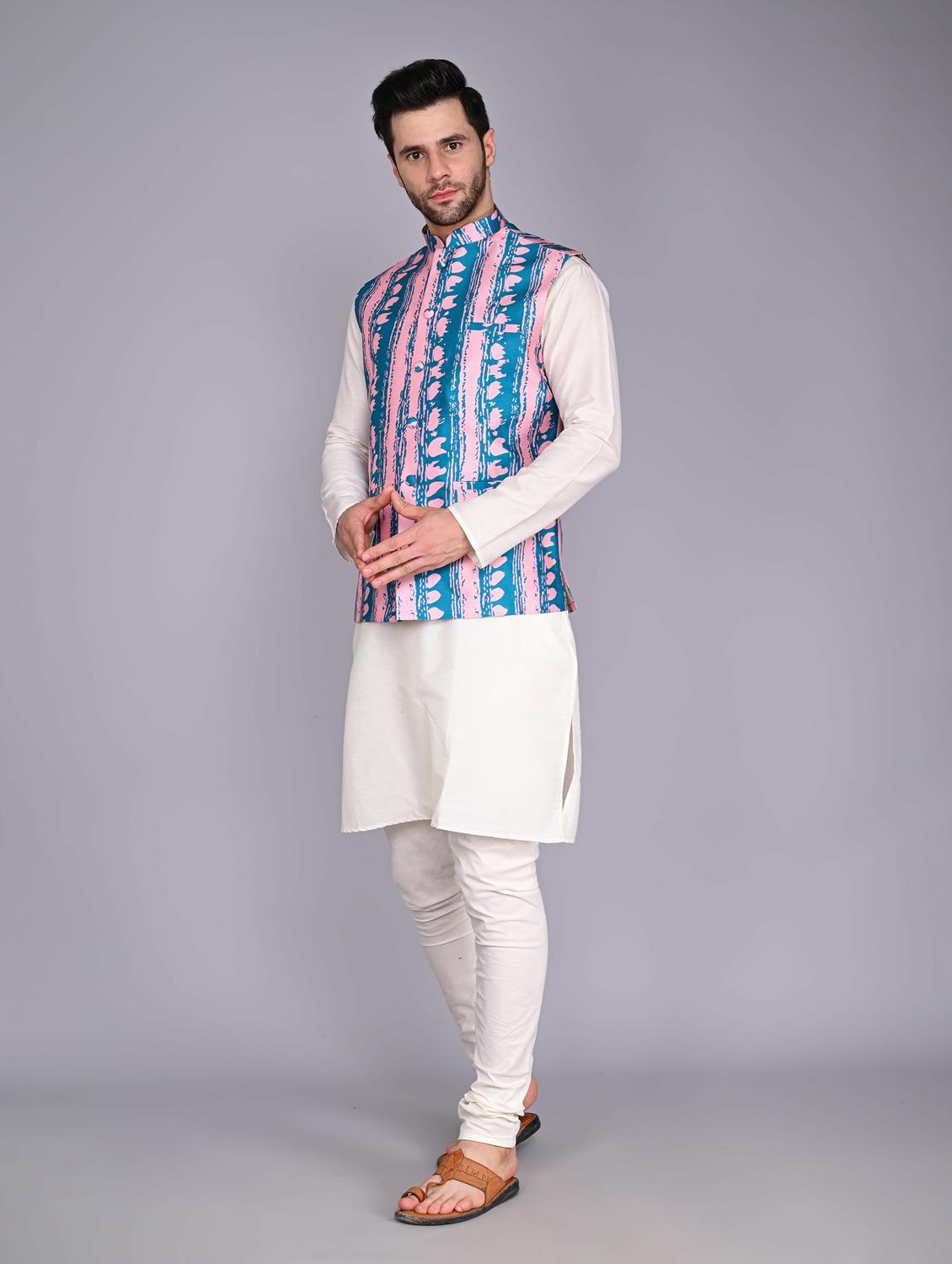 men's kurta pyjama with jacket set - 20942982 - Standard Image - 1