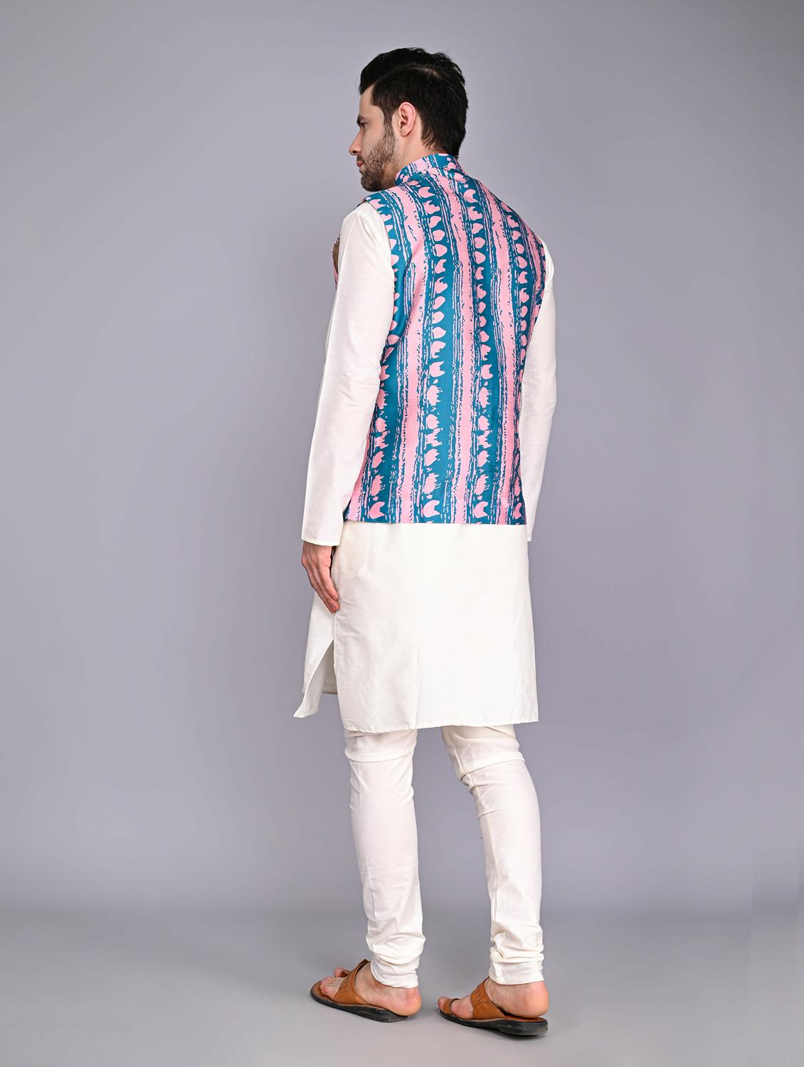 men's kurta pyjama with jacket set - 20942983 - Standard Image - 4