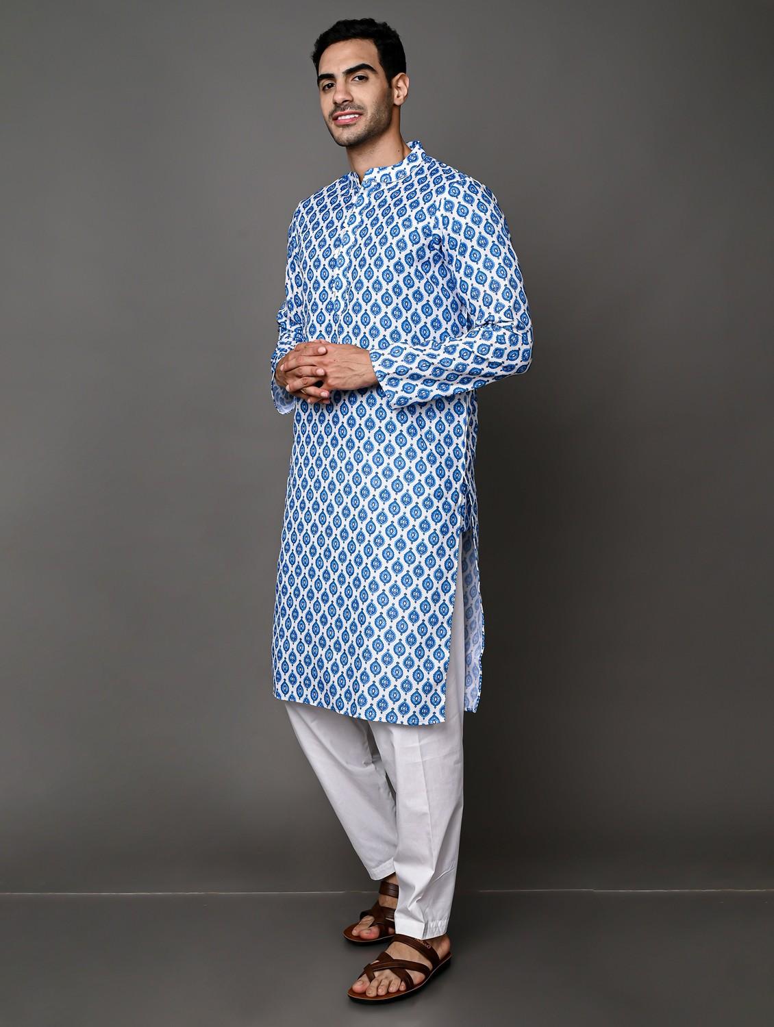 men's printed kurta pyjama set - 20943053 - Standard Image - 1