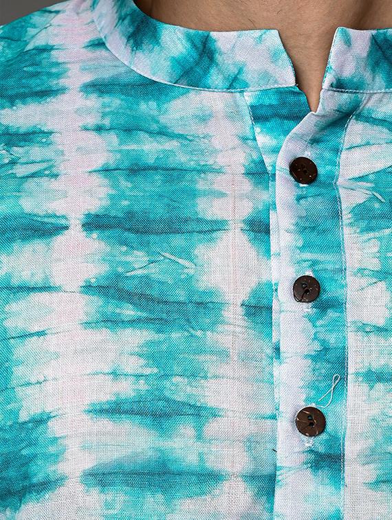 men's tie & dyed kurta pyjama set - 20943061 - Standard Image - 4